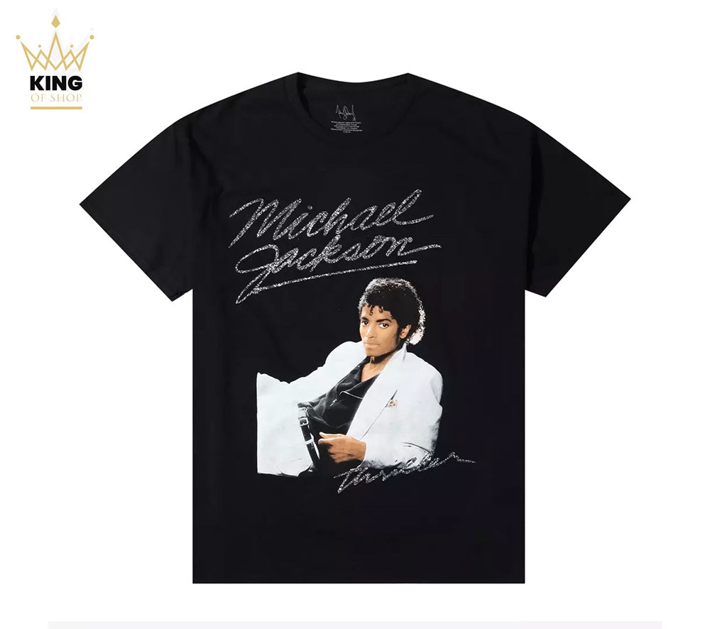 Rock Off T-Shirt Ufficiale Michael Jackson Thriller – Bianco E Rosso, 100% Cotone
