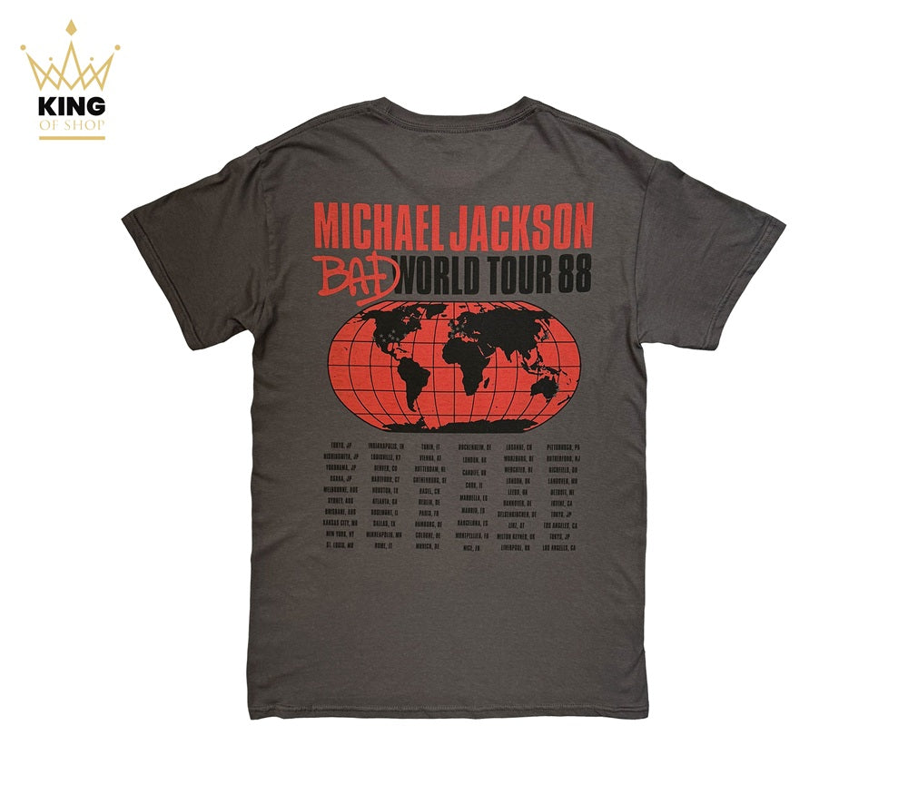 Michael Jackson | Bad World Tour Charcoal T-shirt – King Of Shop