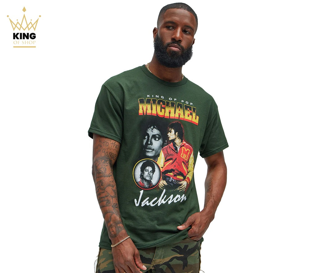 Michael Jackson | Thriller Era Collage Green Unisex T-shirt – King