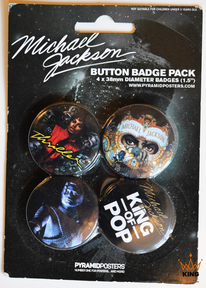 Michael Jackson | 4 Button Badge Pack - Black [UK]